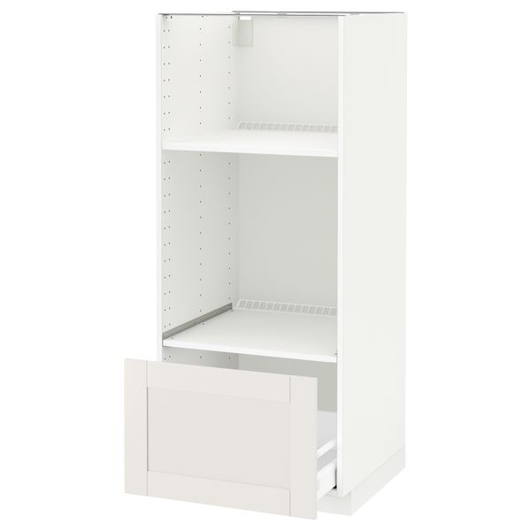 Высокий шкаф с ящиком для духовки/СВЧ МЕТОД / МАКСИМЕРА, белый, Сэведаль белый (60x60x140 см) - схема-чертеж с размерами