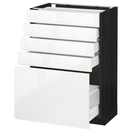 Напольный шкаф с 5 ящиками МЕТОД / МАКСИМЕРА, черный, Рингульт белый
