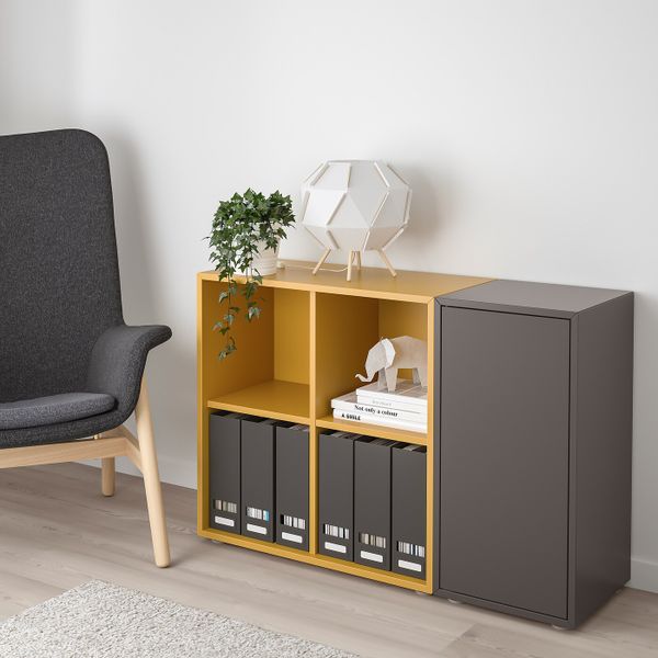 Комбинация шкафов с ножками, темно-серый/золотисто-коричневый 105x35x72 см IKEA EKET ЭКЕТ 792.864.53 - фото 2