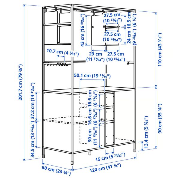 IKEA в интерьере - схема-чертеж с размерами