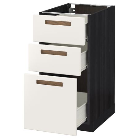 Напольный шкаф с 3 ящиками МЕТОД / ФОРВАРА, черный, Мэрста белый