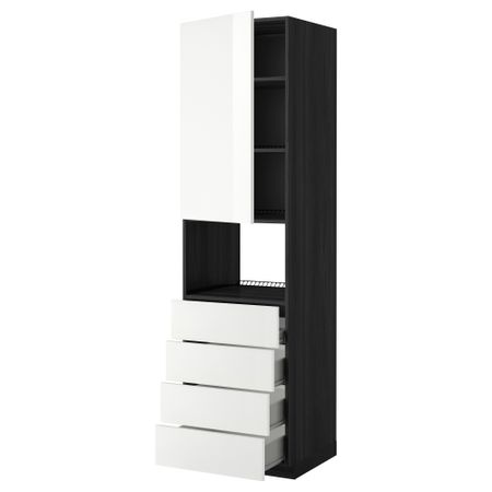 Высокий шкаф для духовки, дверца, 4 ящика МЕТОД / ФОРВАРА, черный, Рингульт белый