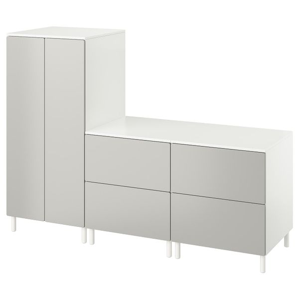 Гардероб, белый серый/с 2 комодами 180x57x133 см IKEA SMÅSTAD СМОСТАД / OPPHUS ОПХУС 094.850.26 - схема-чертеж с размерами