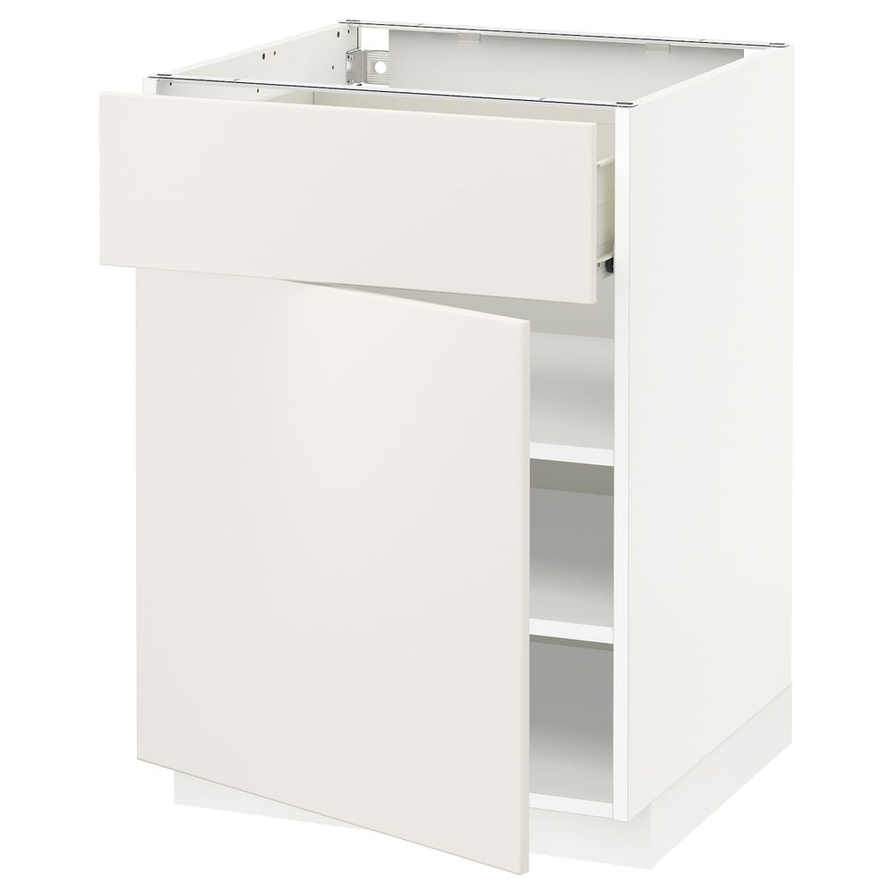 Напольный шкаф с ящиком/дверью, белый/Веддинге белый 60x60 см IKEA МЕТОД / ФОРВАРА 792.623.91 - схема-чертеж с размерами