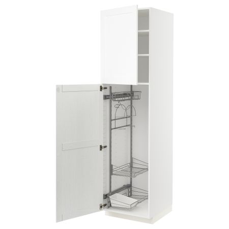 Высокий шкаф с отделением для аксессуаров для уборки, 60x60x220 cm IKEA METOD МЕТОД 594.735.25