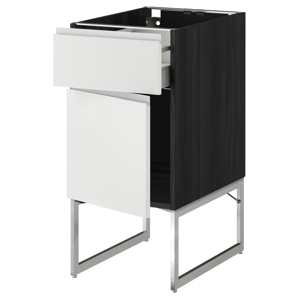 Напольный шкаф с ящиком, дверью МЕТОД / МАКСИМЕРА, черный, Нодста белый - схема-чертеж с размерами
