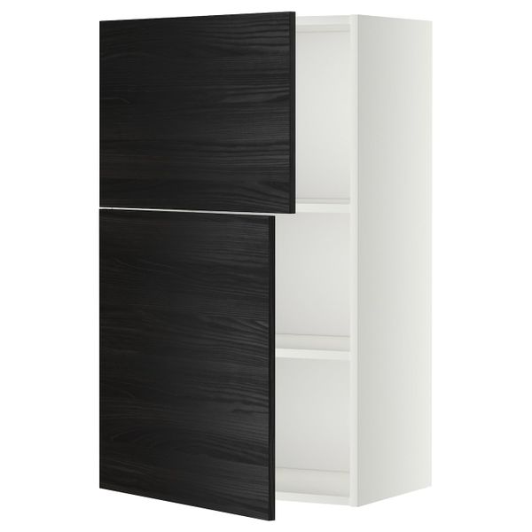 Навесной шкаф с полками/2дверцы, белый, Тингсрид черный 60x100 см IKEA МЕТОД 592.244.37 - схема-чертеж с размерами