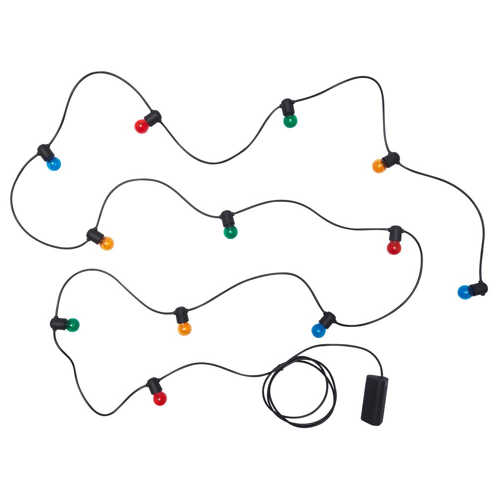 Гирлянда, 12 светодиодов СОЛВИДЕН, с батарейным питанием, для сада разноцветный - фото 1