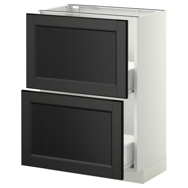 Напольный шкаф с 2 ящиками МЕТОД / ФОРВАРА, белый, Лаксарби черно-коричневый - схема-чертеж с размерами