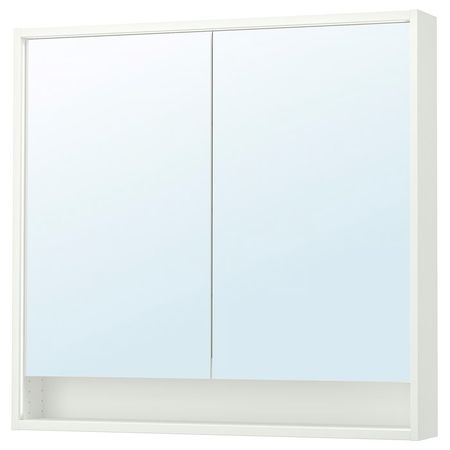 FAXÄLVEN Зеркальный шкаф с подсветкой - белый 100x15x95 см