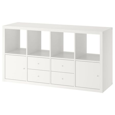 Стеллаж с 4 вставками, белый 77x147 см IKEA KALLAX КАЛЛАКС 192.783.09