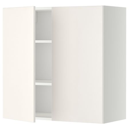 Навесной шкаф с полками/2дверцы, белый/Веддинге белый 80x80 см IKEA METOD МЕТОД 494.459.48