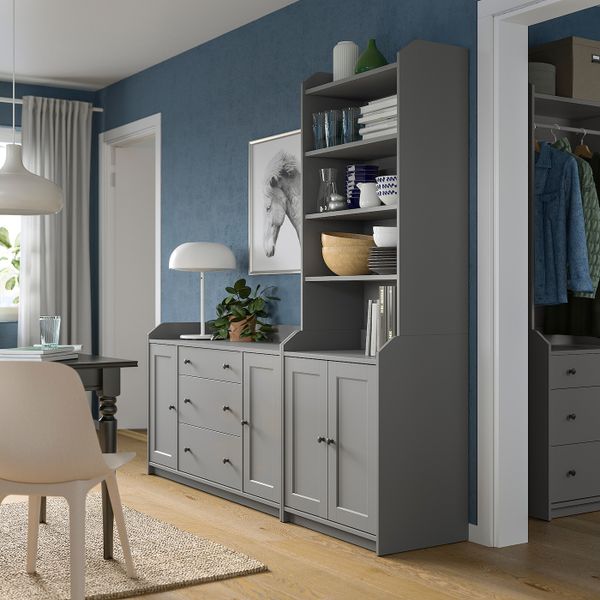 Комбинация для хранения, серый 210x46x199 см IKEA HAUGA ХАУГА 293.887.03 - фото 2