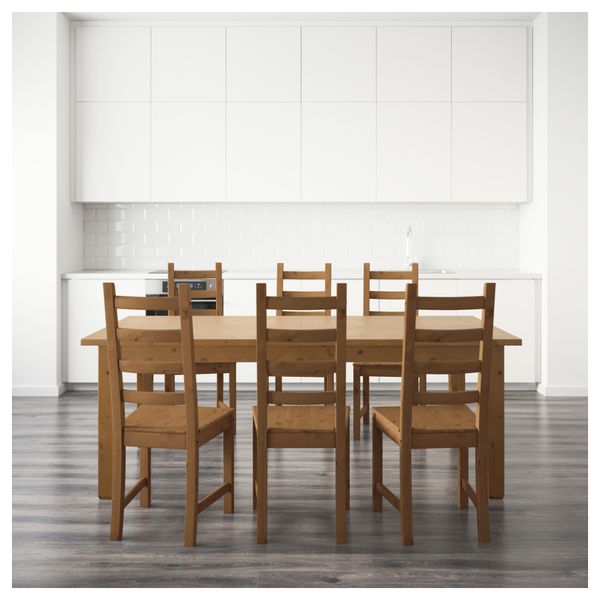 Стол и 6 стульев СТУРНЭС / КАУСТБИ, морилка,антик (201 см) - схема-чертеж с размерами