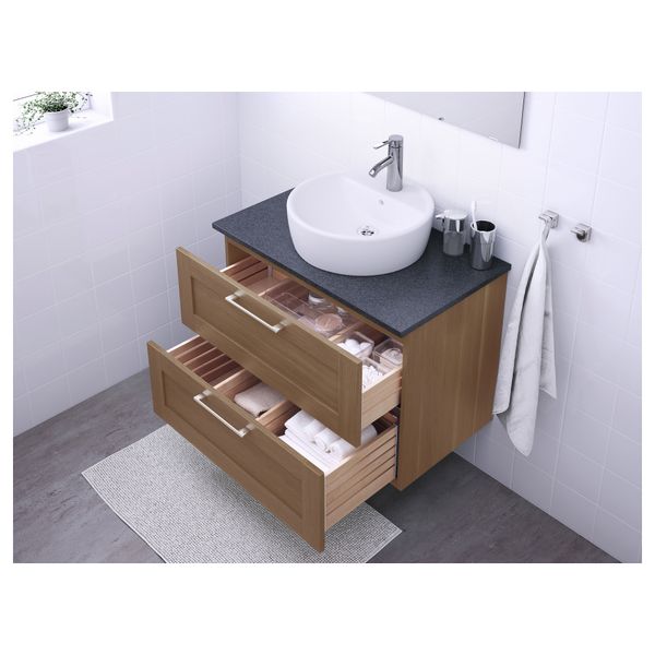 Шкаф п-раковину/столешн45/раковина ГОДМОРГОН/АЛДЕРН / ТОРНВИКЕН, под грецкий орех, черный - схема-чертеж с размерами