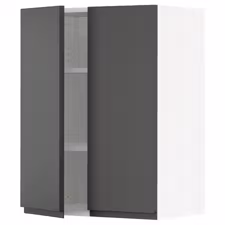 METOD Навесной шкаф с полками/2дверцы - белый/Voxtorp темно-серый 60x80 см