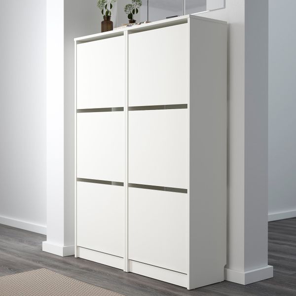 Галошница, 3 отделения, белый 49x28x135 см IKEA BISSA БИССА 803.251.23 - схема-чертеж с размерами