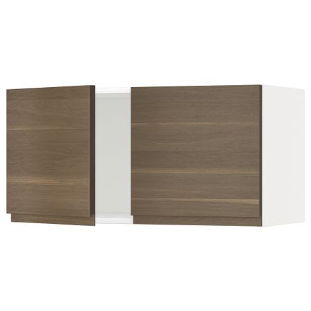 Навесной шкаф с 2 дверцами, 80x40 см, белый, Voxtorp под грецкий орех IKEA METOD МЕТОД 194.563.73