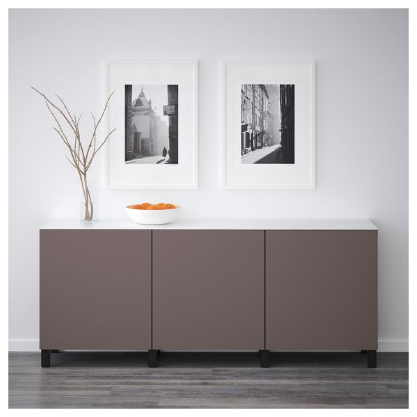 Комбинация для хранения с дверцами БЕСТО, черно-коричневый, Вальвикен темно-коричневый (180x42x74 см) - схема-чертеж с размерами