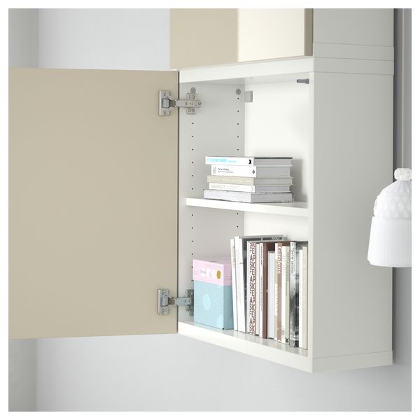 Навесной шкаф с 2 дверями БЕСТО, белый, Сельсвикен глянцевый/бежевый (60x20x128 см) - схема-чертеж с размерами