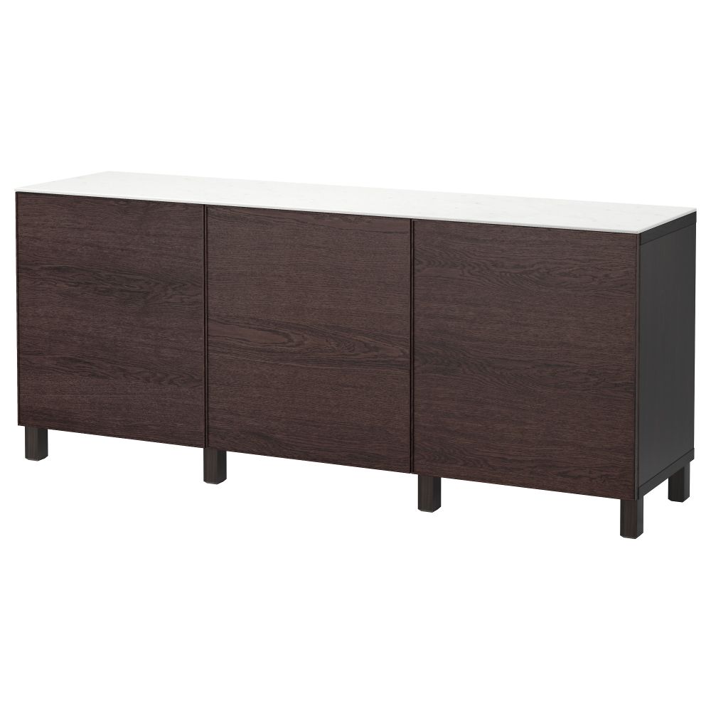 Комбинация для хранения с дверцами БЕСТО, черно-коричневый, Инвикен черно-коричневый (180x42x74 см) - фото 1