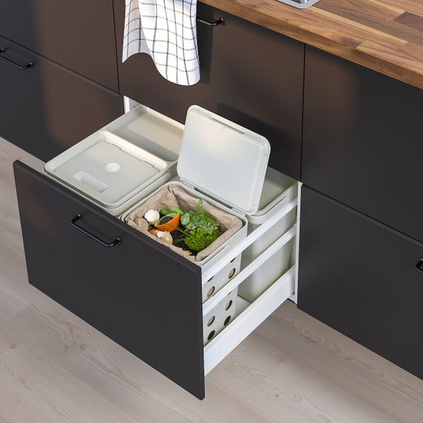 Контейнер для органических отходов+крышка, светло-серый 10 л IKEA HÅLLBAR ХОЛЛБАР 404.338.84 - фото 8