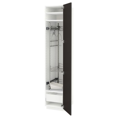 Высокий шкаф с отделением для аксессуаров для уборки, 40x60x200 cm IKEA METOD МЕТОД, MAXIMERA МАКСИМЕРА 693.818.13