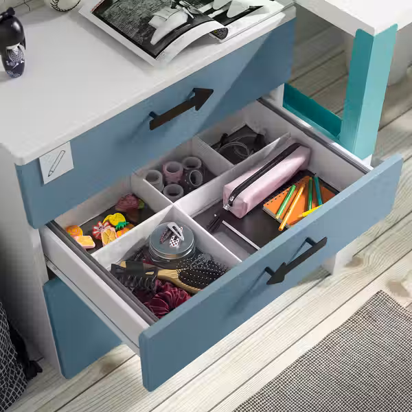 JÄTTEBJÖRN ЙЭТТЕБЬЁРН Органайзер - белый/серый 50x35x9 см - схема-чертеж с размерами