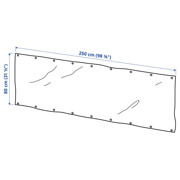 Балконный экран, черный, 250x80 см IKEA DYNING ДИНИНГ 803.380.12 - схема-чертеж с размерами