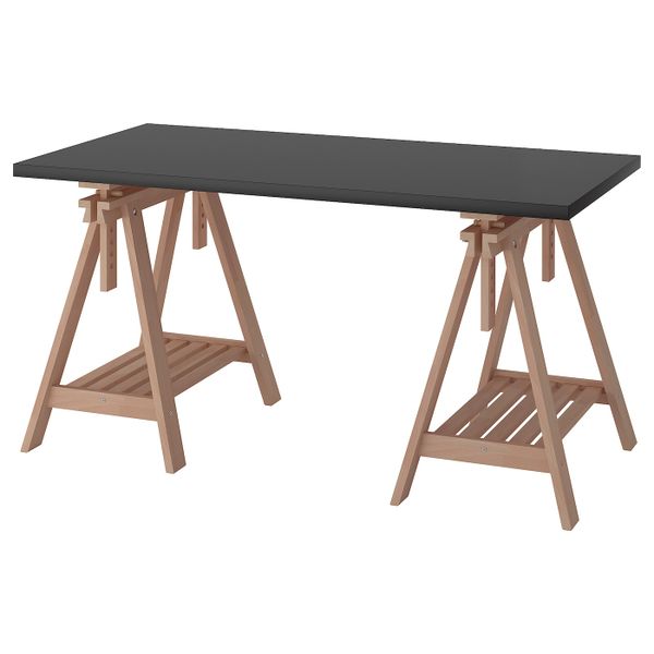 Стол, черно-коричневый/бук 150x75 см IKEA LINNMON ЛИННМОН / FINNVARD ФИНВАРД 192.795.68 - схема-чертеж с размерами