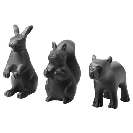 Набор украшений, 3 штуки РЁРН, зверюшка, черный