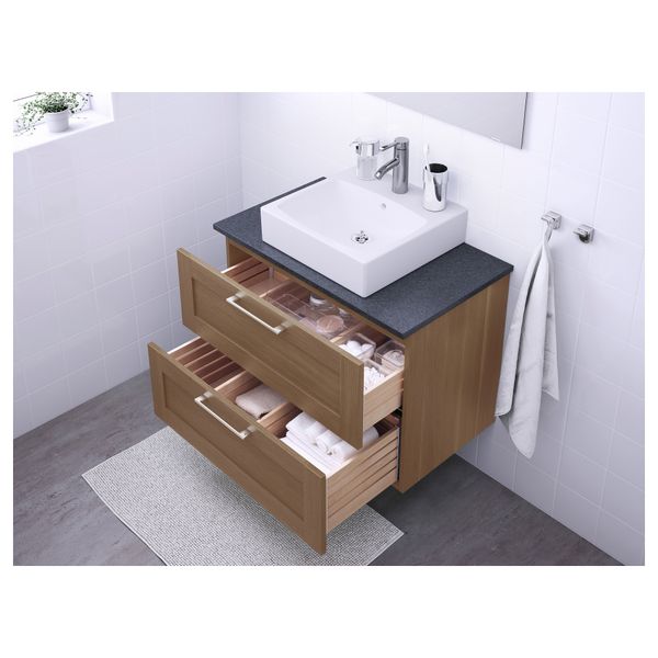 Шк п-раковину/столешн45x45/раковина ГОДМОРГОН/АЛДЕРН / ТОРНВИКЕН, под грецкий орех, черный (82x49x72 см) - схема-чертеж с размерами