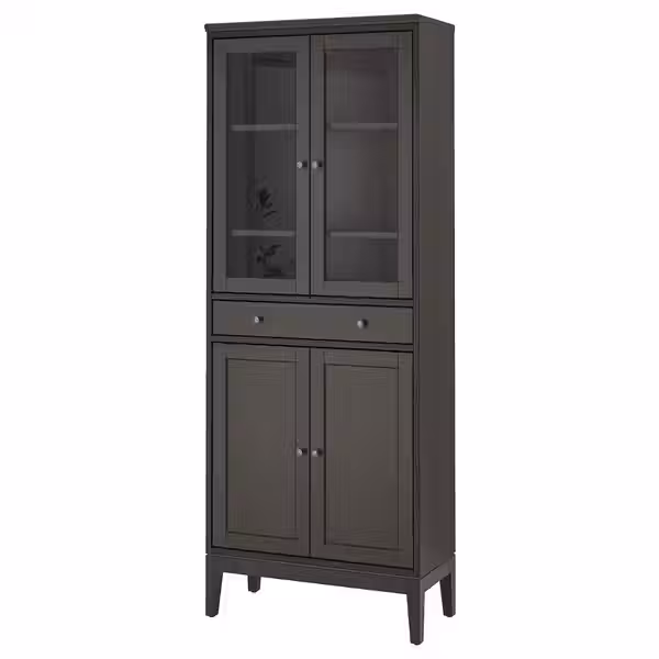 IDANÄS Высокий шкаф с дверцами и 1 ящиком - темно-коричневый морилка 81x39x211 см - фото 1