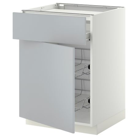 Напольный шкаф для варочной панели, ящик, 2 проволочных корзины МЕТОД / ФОРВАРА, белый, Веддинге серый