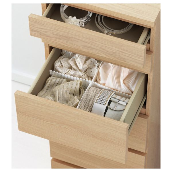 Комод с 6 ящиками, дубовый шпон, беленый, зеркальное стекло 40x123 см IKEA МАЛЬМ 003.685.93 - фото 4