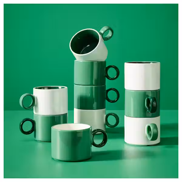 PIGGÅL ПИГГОЛ Кружка - белый/зеленый 30 сл - фото 4