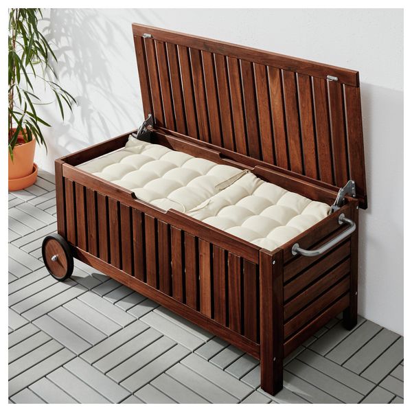 Садовая скамья с ящиком ЭПЛАРО, коричневая морилка коричневый (128x57 см) - фото 2