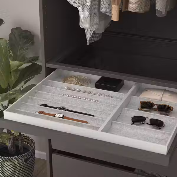 KOMPLEMENT Выдвижная полка+вставка - темно-серый/светло-серый 75x58 см - схема-чертеж с размерами