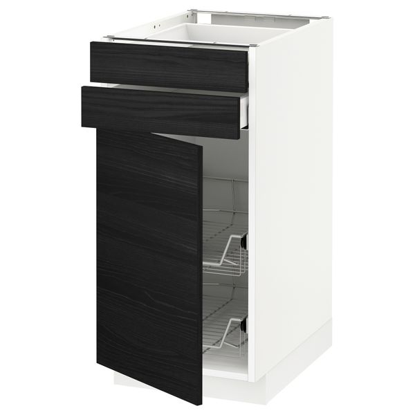 Напольный шкаф, дверца, 2 ящика, проволочных корзин МЕТОД / МАКСИМЕРА, белый, Тингсрид черный - схема-чертеж с размерами