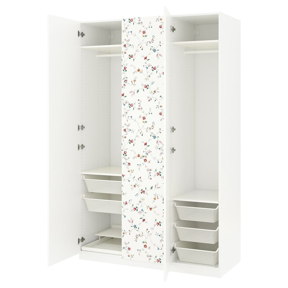 Гардероб, белый, цветочный орнамент Марнардаль, 150x60x236 см IKEA ПАКС / МАРНАРДАЛЬ 492.471.18 - фото 1
