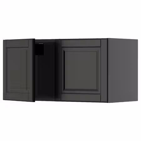 METOD Навесной шкаф с 2 дверцами - черно-серый/Bodbyn чёрный 80x40 см