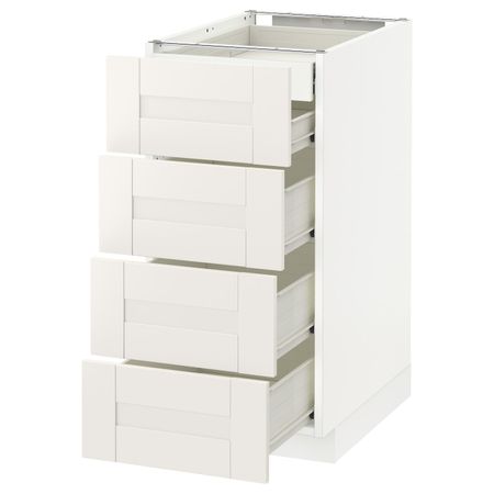 Напольный шкаф 4 фронтальных, 2 низких, 3 средних ящ, белый/Сэведаль белый 40x60 см IKEA МЕТОД / ФОРВАРА 792.653.99