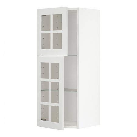 Навесной шкаф/полки/2стеклян двери, белый/Стенсунд белый 40x100 см IKEA METOD МЕТОД 994.097.83