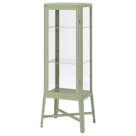 Шкаф-витрина, бледный серо-зеленый, 57x150 см IKEA FABRIKÖR ФАБРИКОР 504.601.22