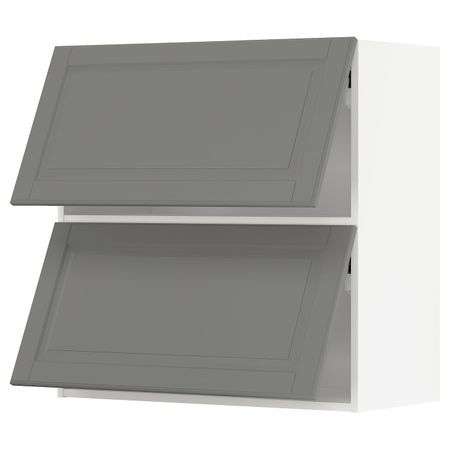 Навесной горизонтальный шкаф/2двери, белый/Будбин серый 80x80 см IKEA METOD МЕТОД 793.939.43