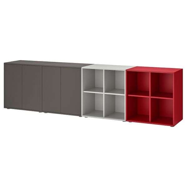 Комбинация шкафов с ножками, темно-серый/светло-серый красный 280x35x72 см IKEA ЭКЕТ 692.864.63 - фото 1