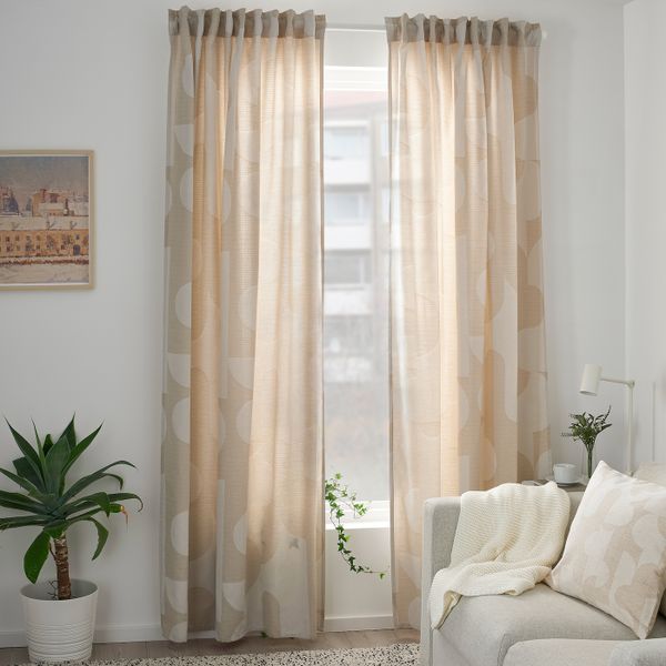 Затемняющие гардины, 2 шт., бежевый 145x300 см IKEA RÖDASK РЁДАСК 004.880.86 - схема-чертеж с размерами