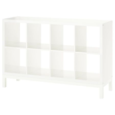 Стеллаж с основанием, глянцевый, белый/белый 147x94 см IKEA KALLAX КАЛЛАКС 094.716.80