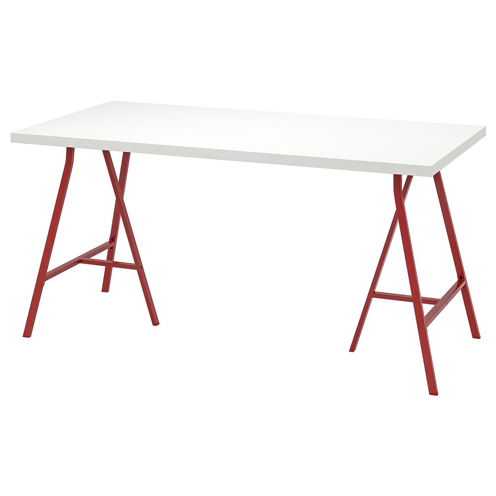Стол, белый, красный 150x75 см IKEA LINNMON ЛИННМОН / LERBERG ЛЕРБЕРГ 193.309.63 - фото 1