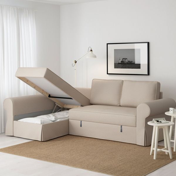 Диван-кровать с козеткой, Хильте бежевый IKEA БАККАБРУ 792.407.14 - фото 4